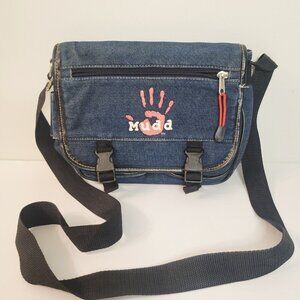 Vtg Mudd Denim Jean Blue Crossbody Bag Purse Y2K Satchel Bag Lots of Pockets